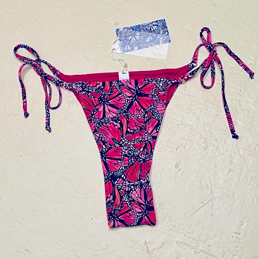 Toluca Swim Rita Midi Bikini Bottoms ~ Papillon Pink Butterflies